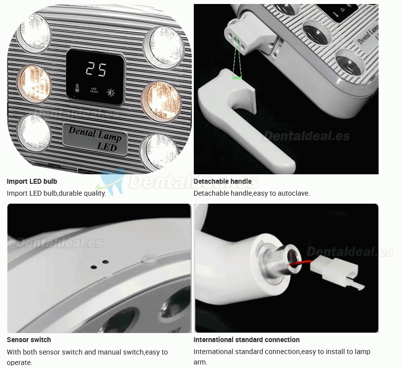 JH-09 10W Lámpara de inducción de funcionamiento sin sombras dentales con pantalla LCD 6 LEDs